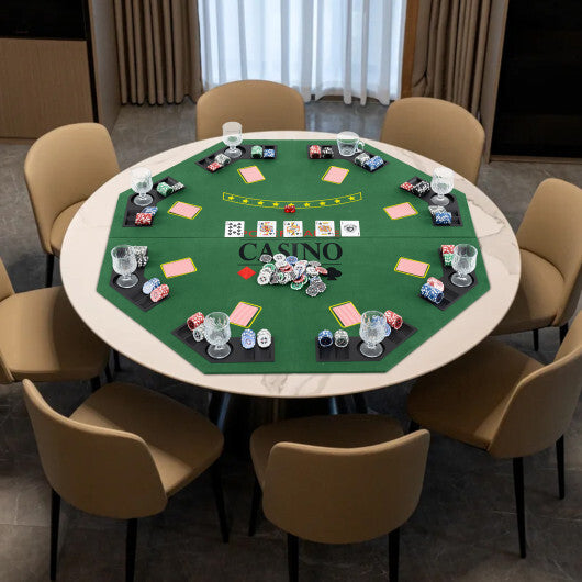 8-Player Foldable Poker Table Top with Carrying Bag-Blue LuxuryLifeWay Online Store