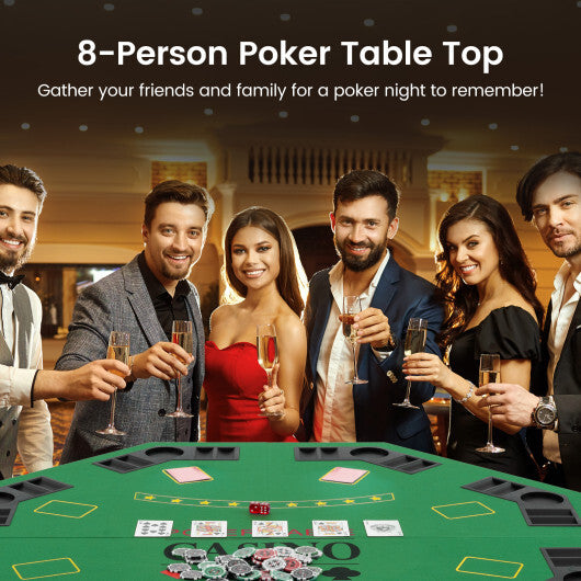 8-Player Foldable Poker Table Top with Carrying Bag-Blue LuxuryLifeWay Online Store