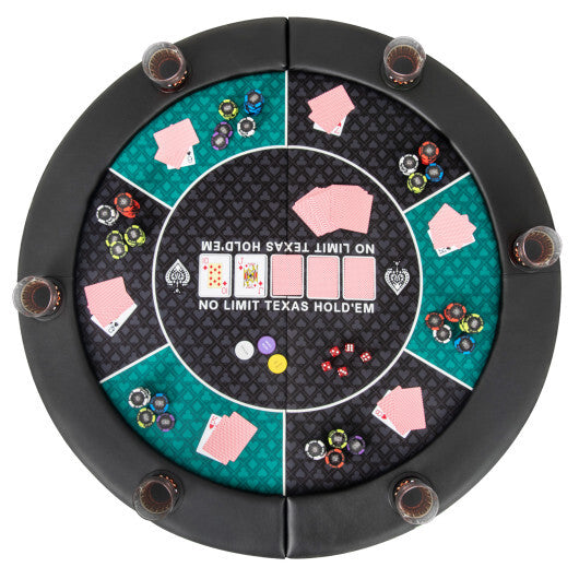 Portable 48 Inch 6-Player Foldable Poker Table Top Round Game Mat-Green LuxuryLifeWay Online Store