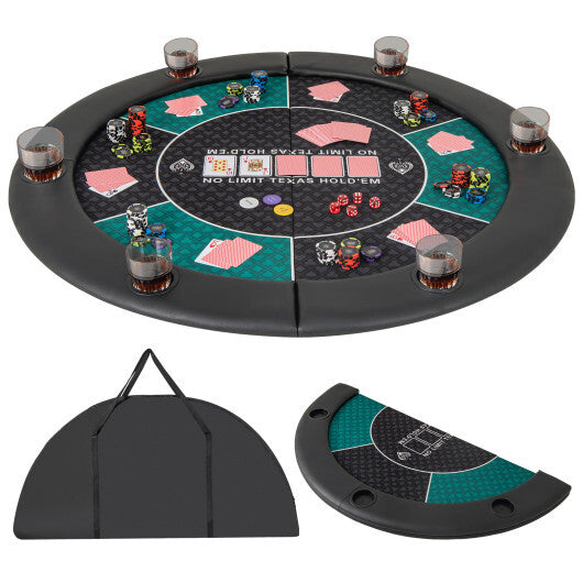 Portable 48 Inch 6-Player Foldable Poker Table Top Round Game Mat-Green LuxuryLifeWay Online Store
