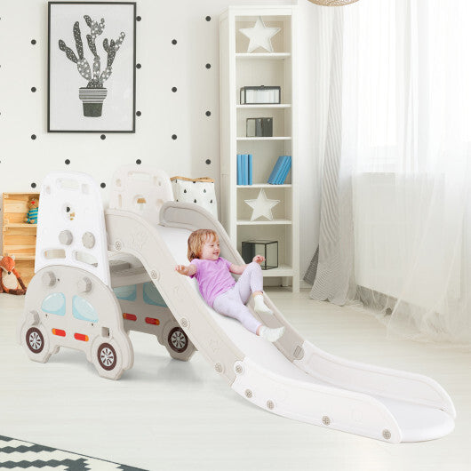 5 in 1 Convertible Toddler Slide Set Kids Art Easel with Stool and Book Rack-Gray LuxuryLifeWay Online Store