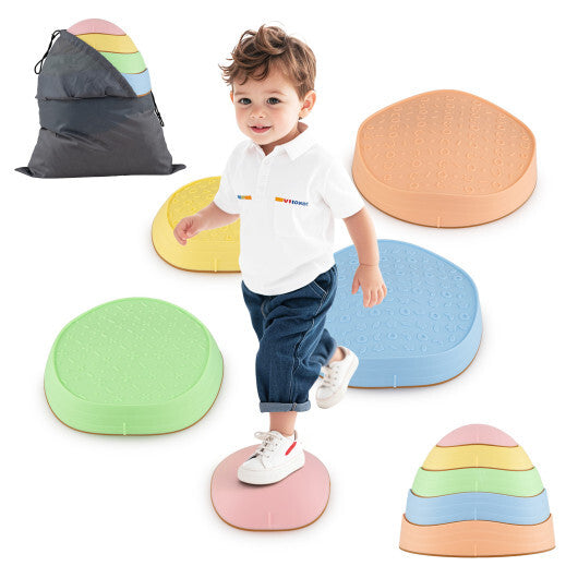Stepping Stones for Kids 5 PCS Non-Slip Balance Stones with Storage Bag-Macaron LuxuryLifeWay Online Store