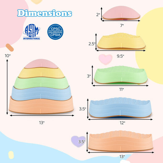 Stepping Stones for Kids 5 PCS Non-Slip Balance Stones with Storage Bag-Macaron LuxuryLifeWay Online Store