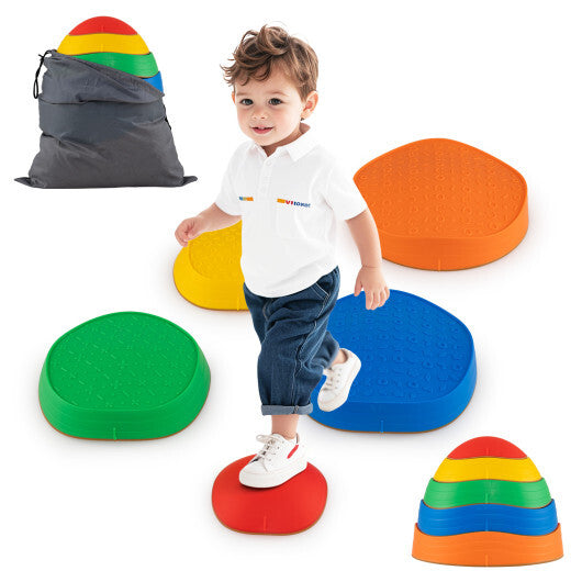 Stepping Stones for Kids 5 PCS Non-Slip Balance Stones with Storage Bag-Macaron LuxuryLifeWay Online Store