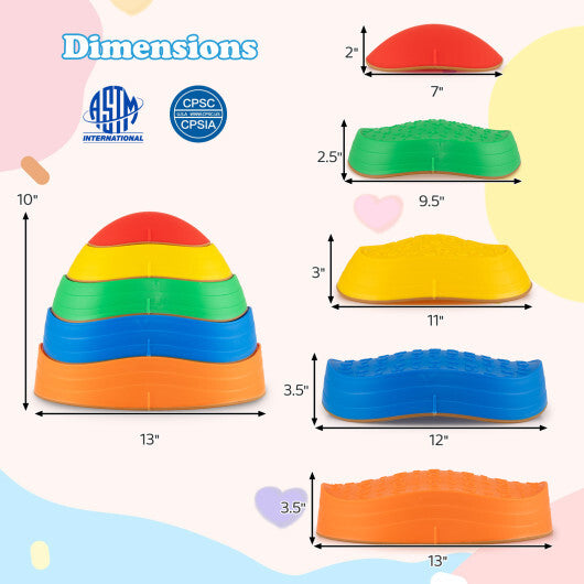 Stepping Stones for Kids 5 PCS Non-Slip Balance Stones with Storage Bag-Macaron LuxuryLifeWay Online Store