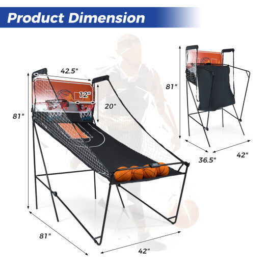 Foldable Basketball Arcade Game Kids Basketball Hoop Machine with 8 Exciting Playing Modes LuxuryLifeWay Online Store