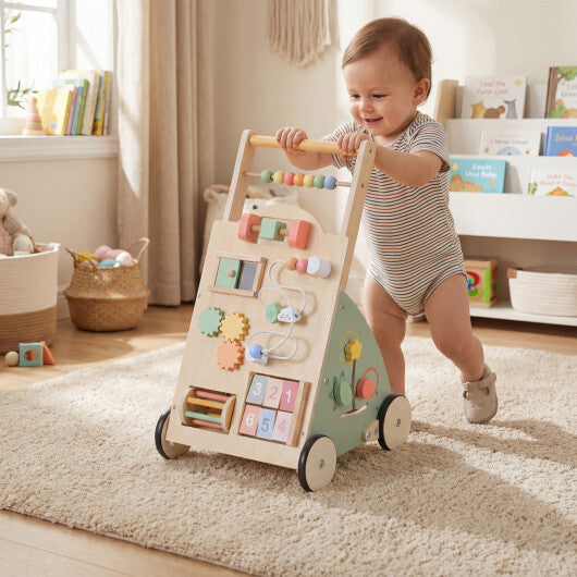 Wooden Baby Walker with Wheels and Storage Basket LuxuryLifeWay Online Store