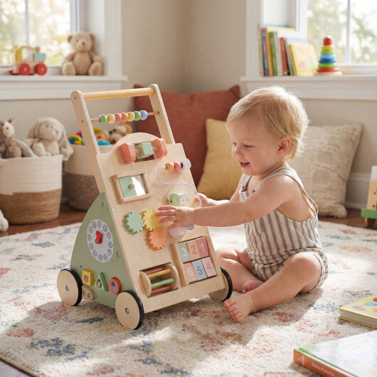 Wooden Baby Walker with Wheels and Storage Basket LuxuryLifeWay Online Store