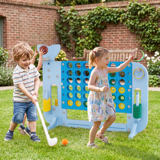 Giant 4-to-Score Game Set Jumbo Connect Four Game with Ring-toss-Blue LuxuryLifeWay Online Store