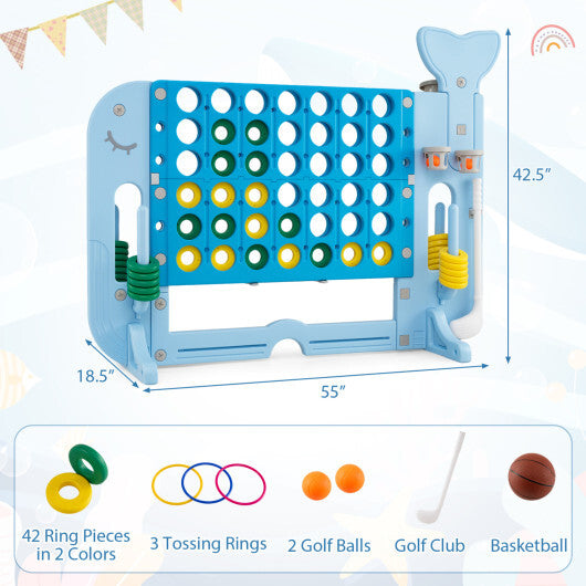 Giant 4-to-Score Game Set Jumbo Connect Four Game with Ring-toss-Blue LuxuryLifeWay Online Store