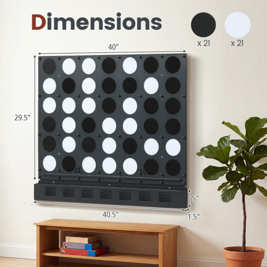 Wall-mounted Jumbo 4-in-a-Row Game with Acrylic Discs-Walnut
