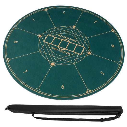 Round Poker Mat for Texas Hold'em 40 inch Portable Foldable Anti-Slip Rubber Base Table Layout-Green LuxuryLifeWay Online Store