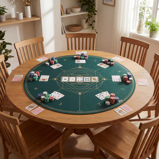 Round Poker Mat for Texas Hold'em 40 inch Portable Foldable Anti-Slip Rubber Base Table Layout-Green LuxuryLifeWay Online Store