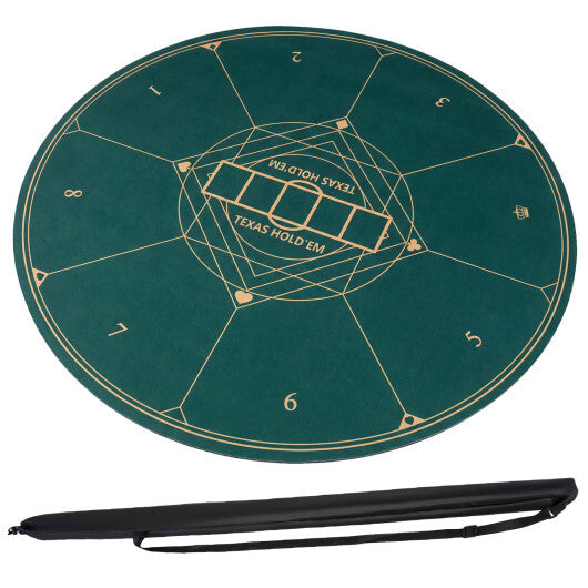 Round Poker Mat for Texas Hold'em 55 inch Portable Foldable Anti-Slip Rubber Base Table Layout-Green LuxuryLifeWay Online Store
