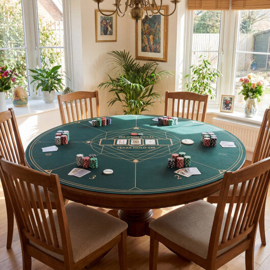 Round Poker Mat for Texas Hold'em 55 inch Portable Foldable Anti-Slip Rubber Base Table Layout-Green LuxuryLifeWay Online Store
