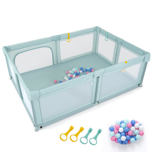 Portable Baby Playpen with 50 Ocean Balls Breathable Mesh and Safe Zippered Doors-Blue LuxuryLifeWay Online Store