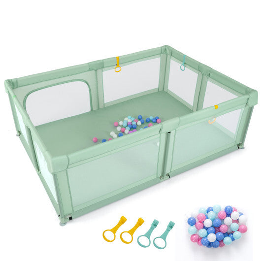 Portable Baby Playpen with 50 Ocean Balls Breathable Mesh and Safe Zippered Doors-Blue LuxuryLifeWay Online Store
