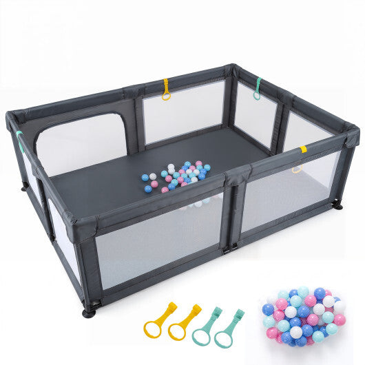 Portable Baby Playpen with 50 Ocean Balls Breathable Mesh and Safe Zippered Doors-Blue LuxuryLifeWay Online Store
