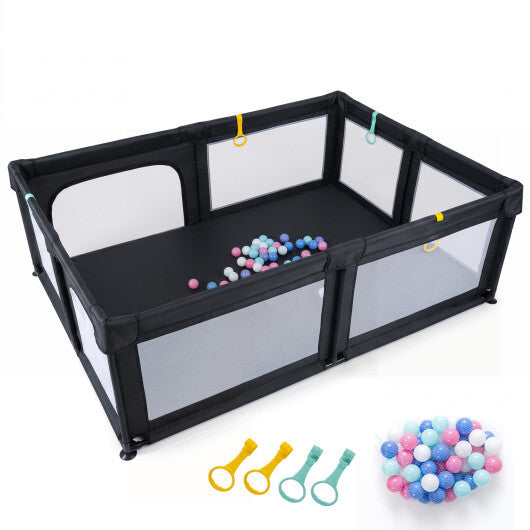Portable Baby Playpen with 50 Ocean Balls Breathable Mesh and Safe Zippered Doors-Blue LuxuryLifeWay Online Store