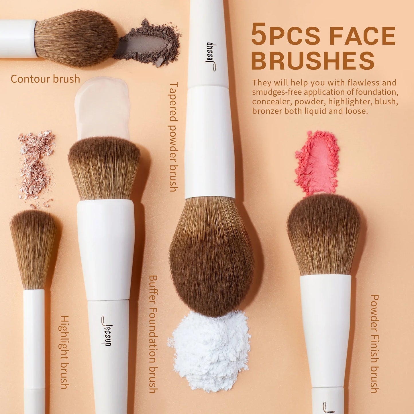 Jessup Makeup Brushes 14pc Makeup Brush set Synthetic Foundation Brush Powder Contour Eyeshadow Liner Blending Highlight T329 Tri Light Beauty