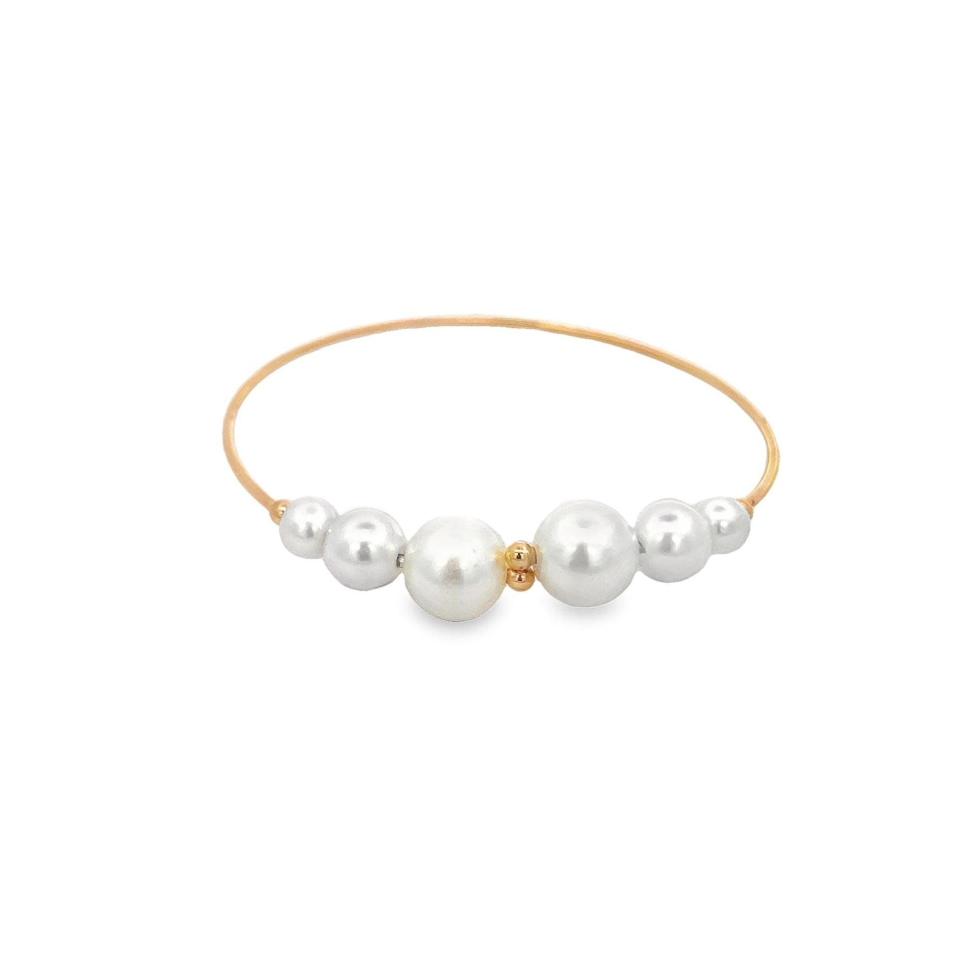 Wrist Cuff Bangle With Gold/Pearls Ball Beads (B2) LuxuryLifeWay Online Store