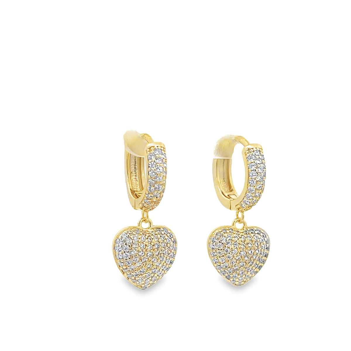 Dangle CZ Heart Huggies Earrings (L228) LuxuryLifeWay Online Store
