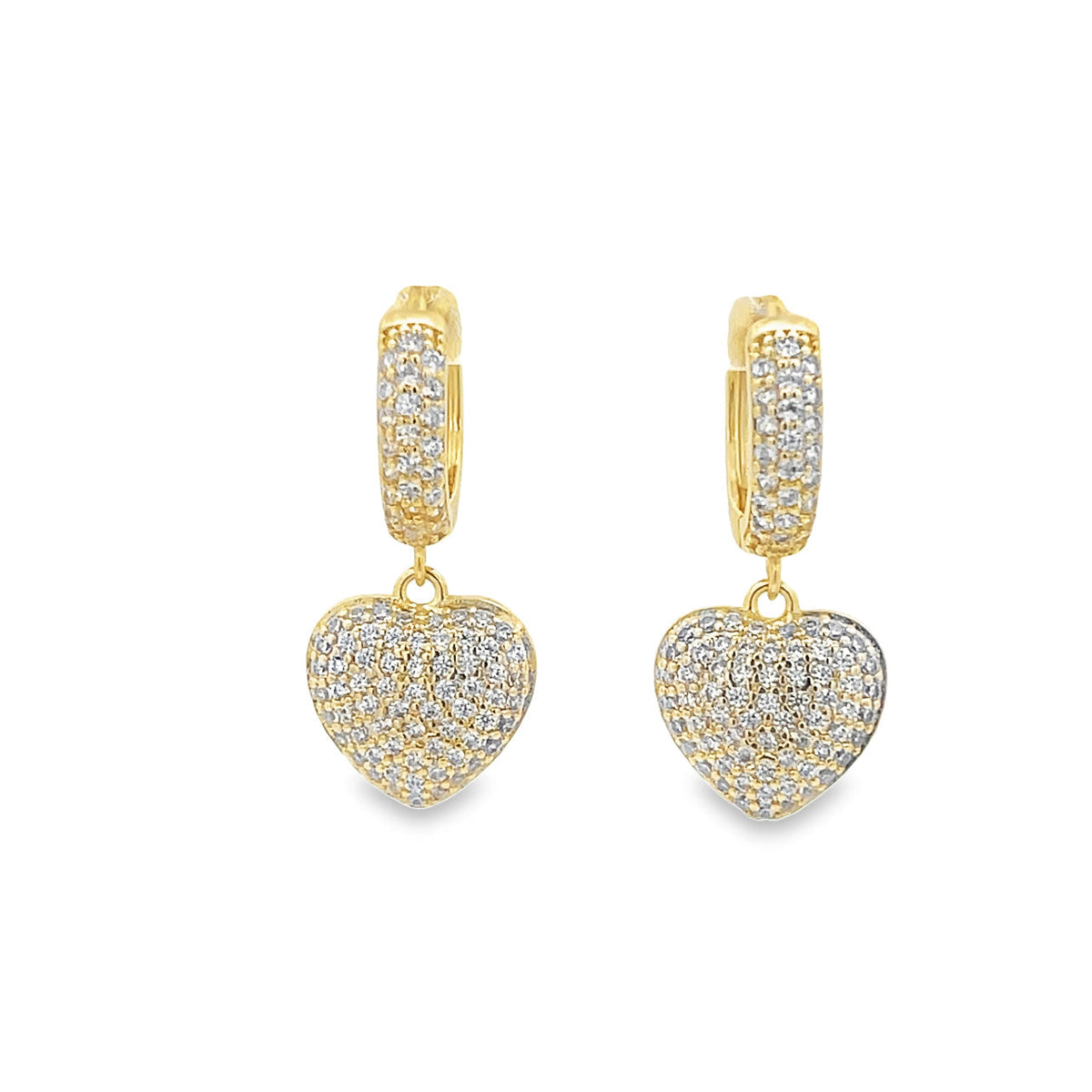 Dangle CZ Heart Huggies Earrings (L228) LuxuryLifeWay Online Store