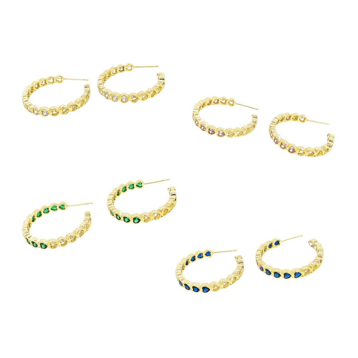 Part Colored CZ Heart Hoops (J315) LuxuryLifeWay Online Store