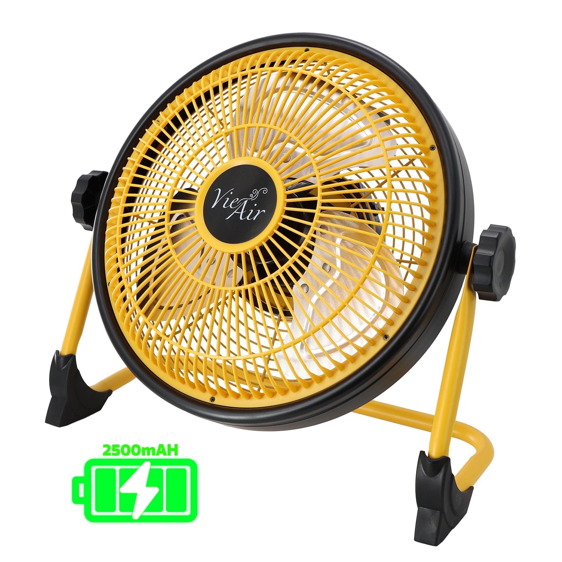 Vie Air 12 Inch Rechargeable Indoor/Outdoor Floor Fan (IPX4 Rated) in Yellow LuxuryLifeWay Online Store