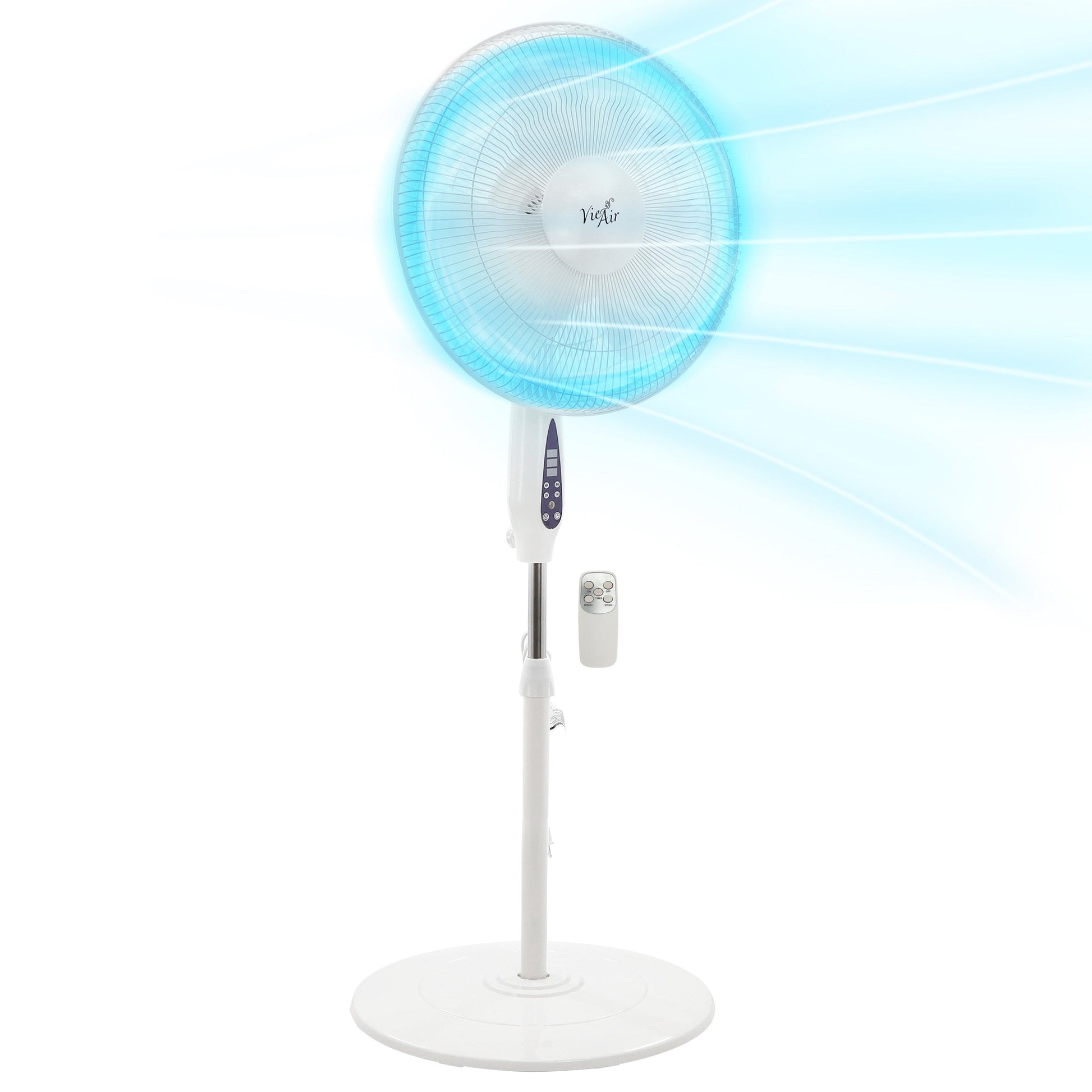 Vie Air 16 Inch 3 Speed Oscillating Stand Fan with Remote Control in White LuxuryLifeWay Online Store