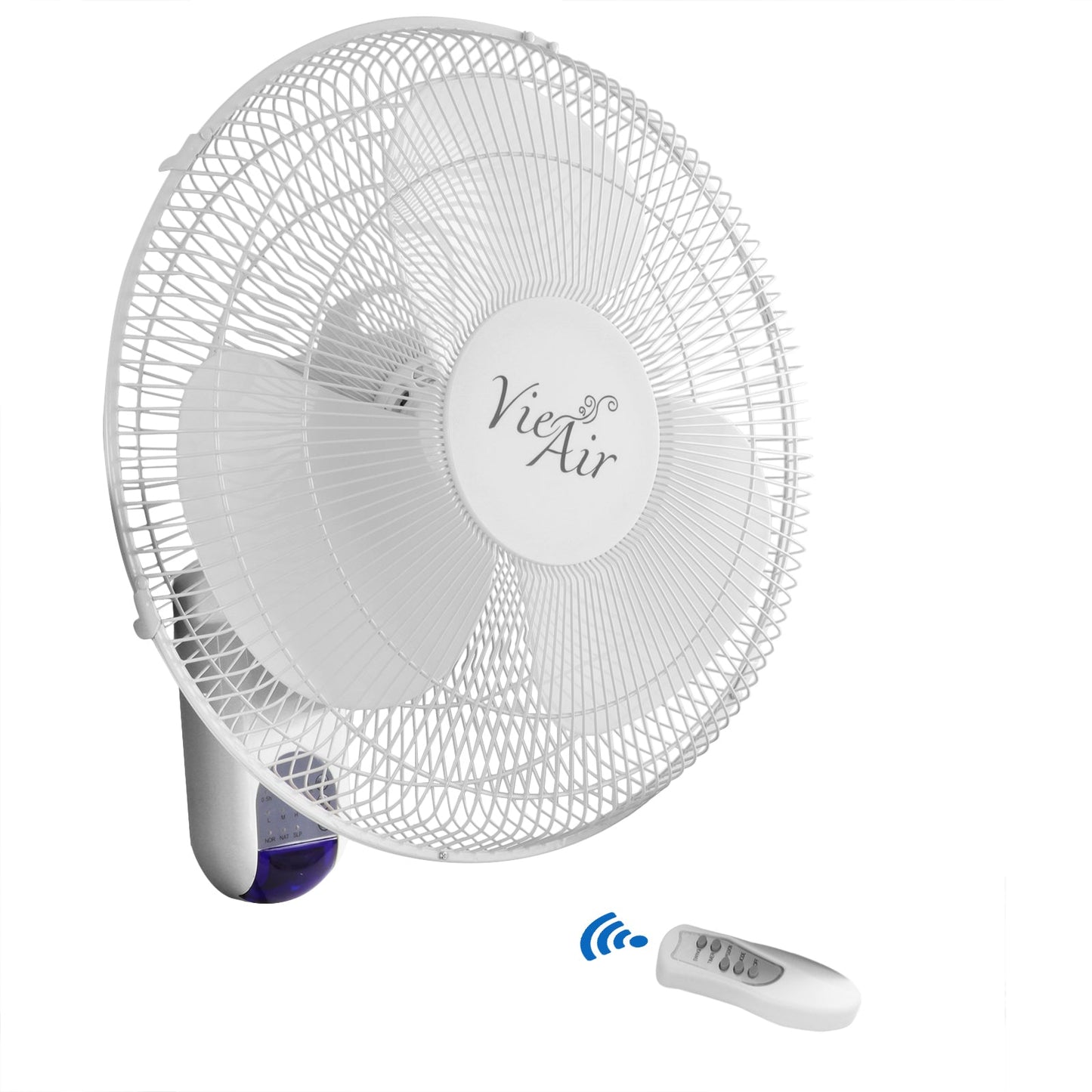 Vie Air 16 Inch 3 Speed Plastic Wall Fan with Remote Control in White LuxuryLifeWay Online Store