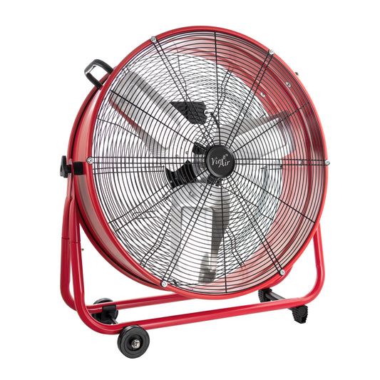 Vie Air 24 Inch Commercial Floor Drum Fan in Red LuxuryLifeWay Online Store