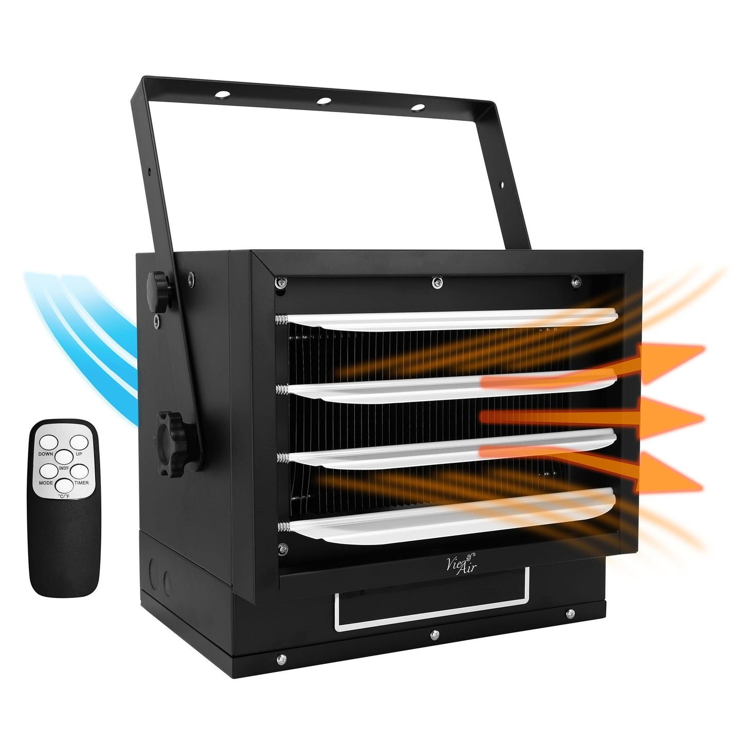 Vie Air 7500W Portable Hard-Wire Installation Garage Heater With Remote and Vertical and Horizontal Air Flow in Black LuxuryLifeWay Online Store