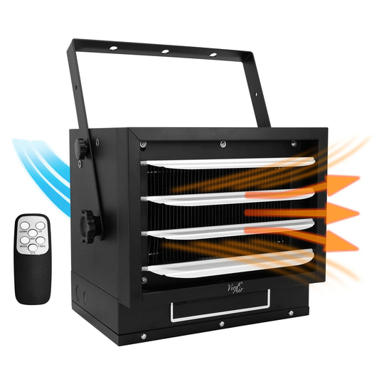 Vie Air 7500W Portable Hard-Wire Installation Garage Heater With Remote and Vertical and Horizontal Air Flow in Black LuxuryLifeWay Online Store