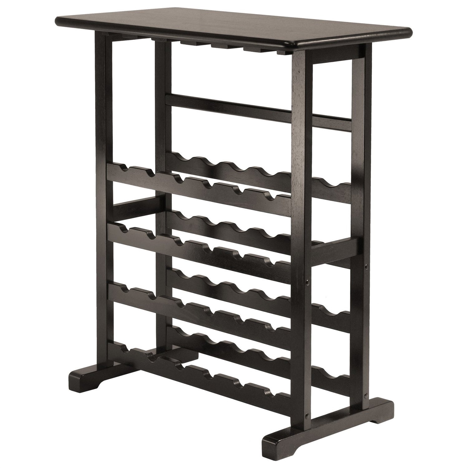 Floor-Standing Dark Espresso Brown 24-Bottle Wine Rack LuxuryLifeWay Online Store