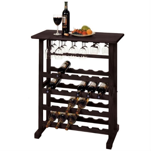 Floor-Standing Dark Espresso Brown 24-Bottle Wine Rack LuxuryLifeWay Online Store