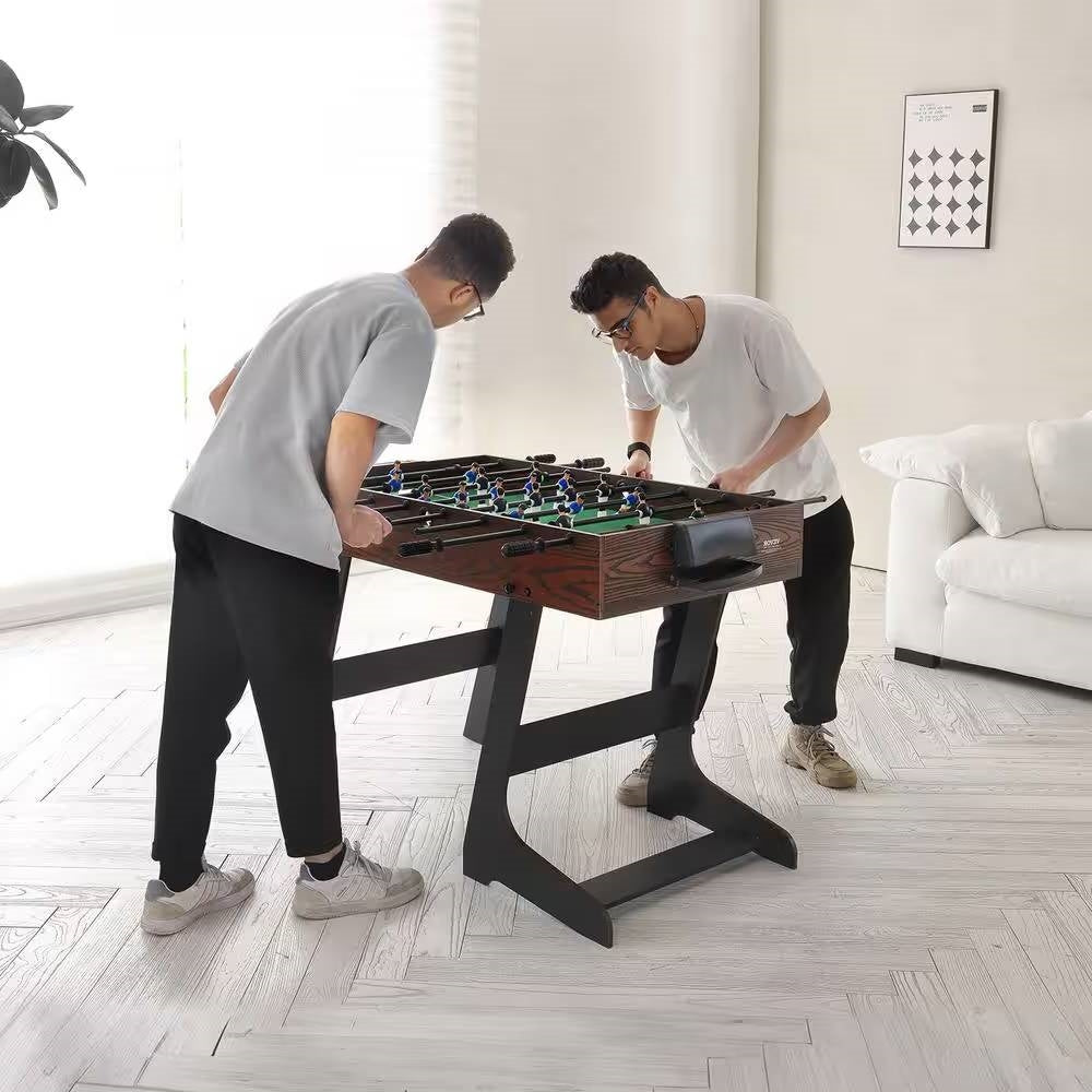 Foldable Foosball Table with 2 Balls in Walnut Wood Finish - Standard Size LuxuryLifeWay Online Store