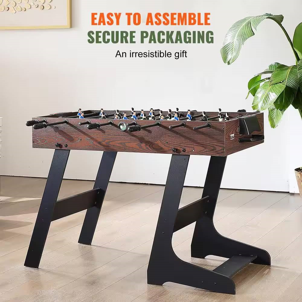 Foldable Foosball Table with 2 Balls in Walnut Wood Finish - Standard Size LuxuryLifeWay Online Store
