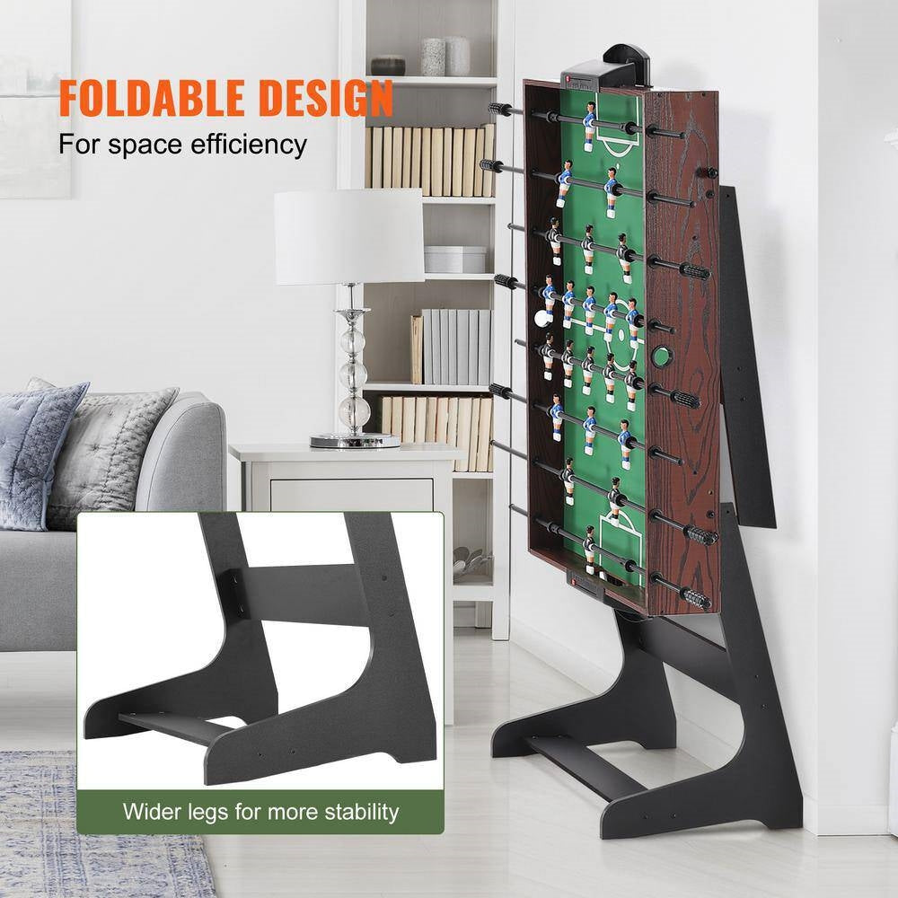Foldable Foosball Table with 2 Balls in Walnut Wood Finish - Standard Size LuxuryLifeWay Online Store