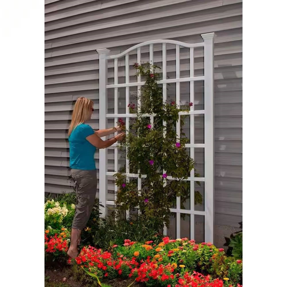 Large 8-Ft x 4.5-Ft Outdoor White Vinyl Garden Trellis Privacy Screen LuxuryLifeWay Online Store