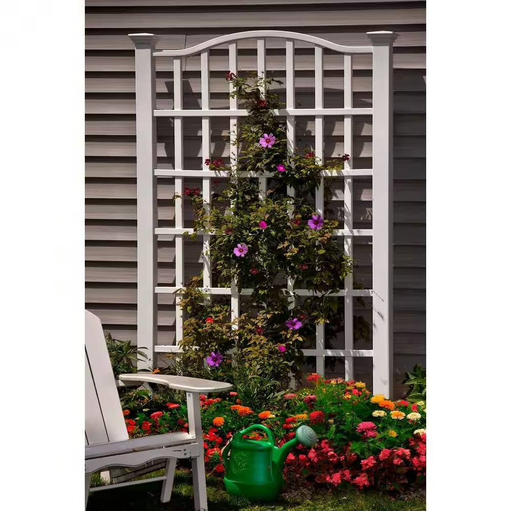 Large 8-Ft x 4.5-Ft Outdoor White Vinyl Garden Trellis Privacy Screen LuxuryLifeWay Online Store