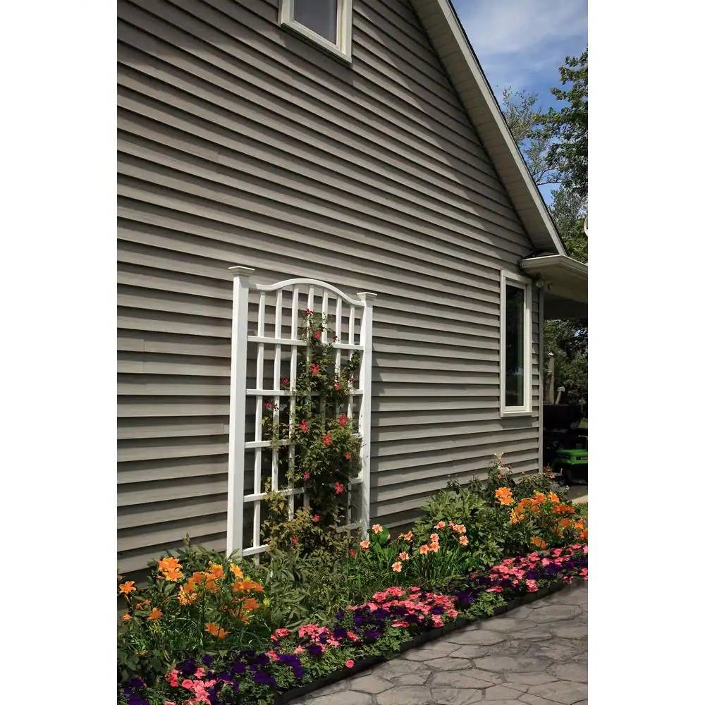 Large 8-Ft x 4.5-Ft Outdoor White Vinyl Garden Trellis Privacy Screen LuxuryLifeWay Online Store