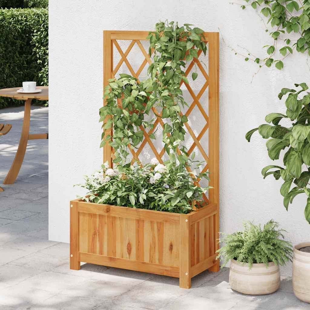 Solid Wood Outdoor Raised Garden Bed Planter with Lattice Trellis LuxuryLifeWay Online Store