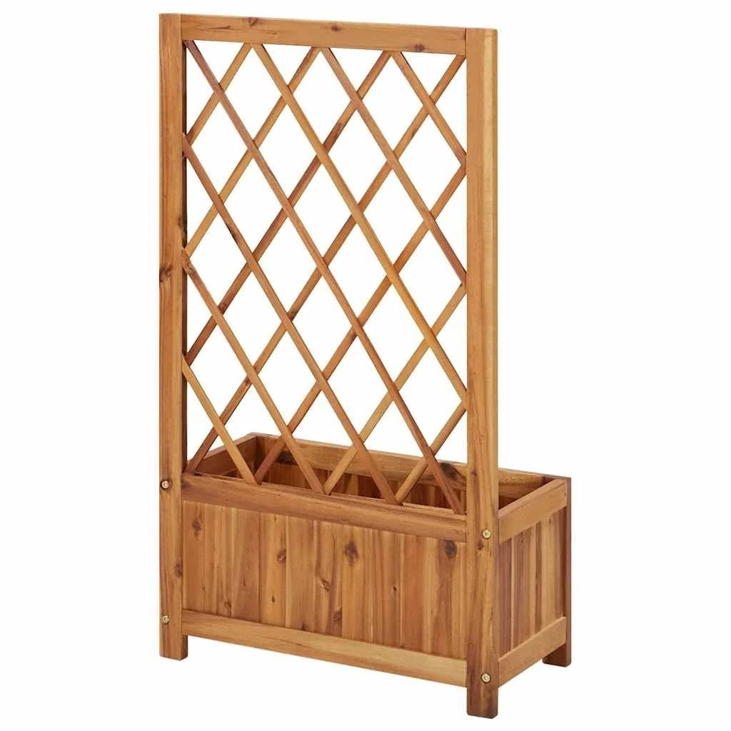 Solid Wood Outdoor Raised Garden Bed Planter with Lattice Trellis LuxuryLifeWay Online Store