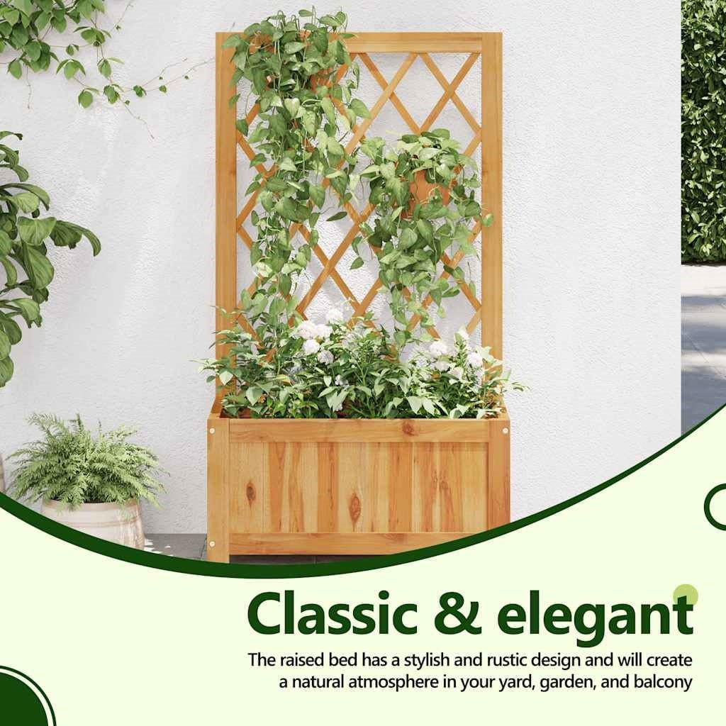 Solid Wood Outdoor Raised Garden Bed Planter with Lattice Trellis LuxuryLifeWay Online Store