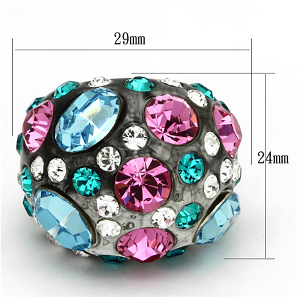 VL103 -  Resin Ring with Top Grade Crystal  in Multi Color LuxuryLifeWay Online Store