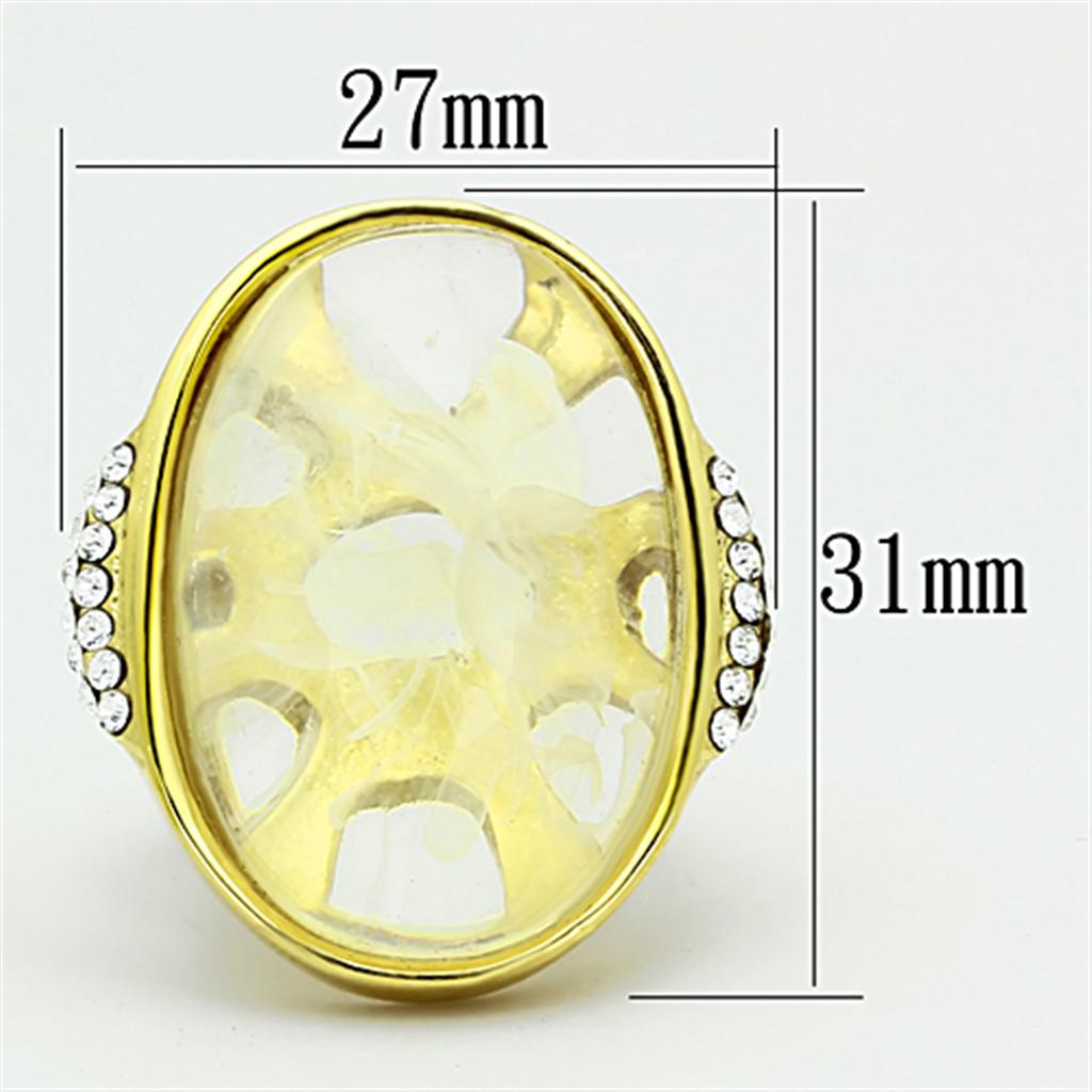 VL108 - IP Gold(Ion Plating) Stainless Steel Ring with Synthetic Synthetic Stone in Clear LuxuryLifeWay Online Store