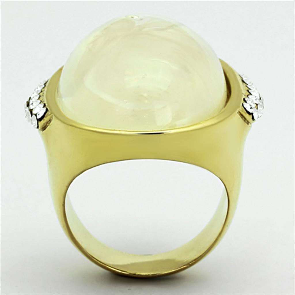 VL108 - IP Gold(Ion Plating) Stainless Steel Ring with Synthetic Synthetic Stone in Clear LuxuryLifeWay Online Store