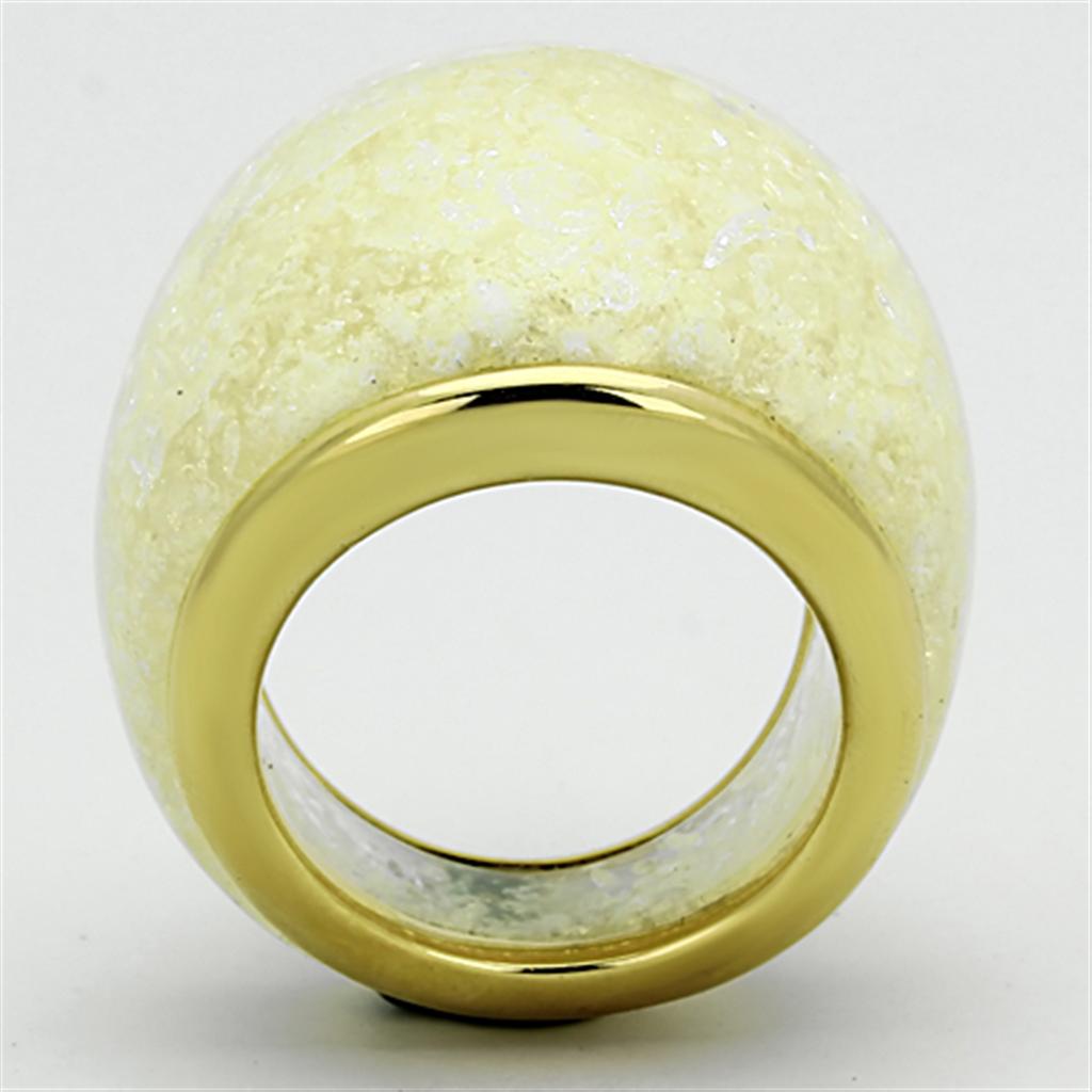 VL109 - IP Gold(Ion Plating) Stainless Steel Ring with Synthetic Synthetic Stone in Citrine Yellow LuxuryLifeWay Online Store