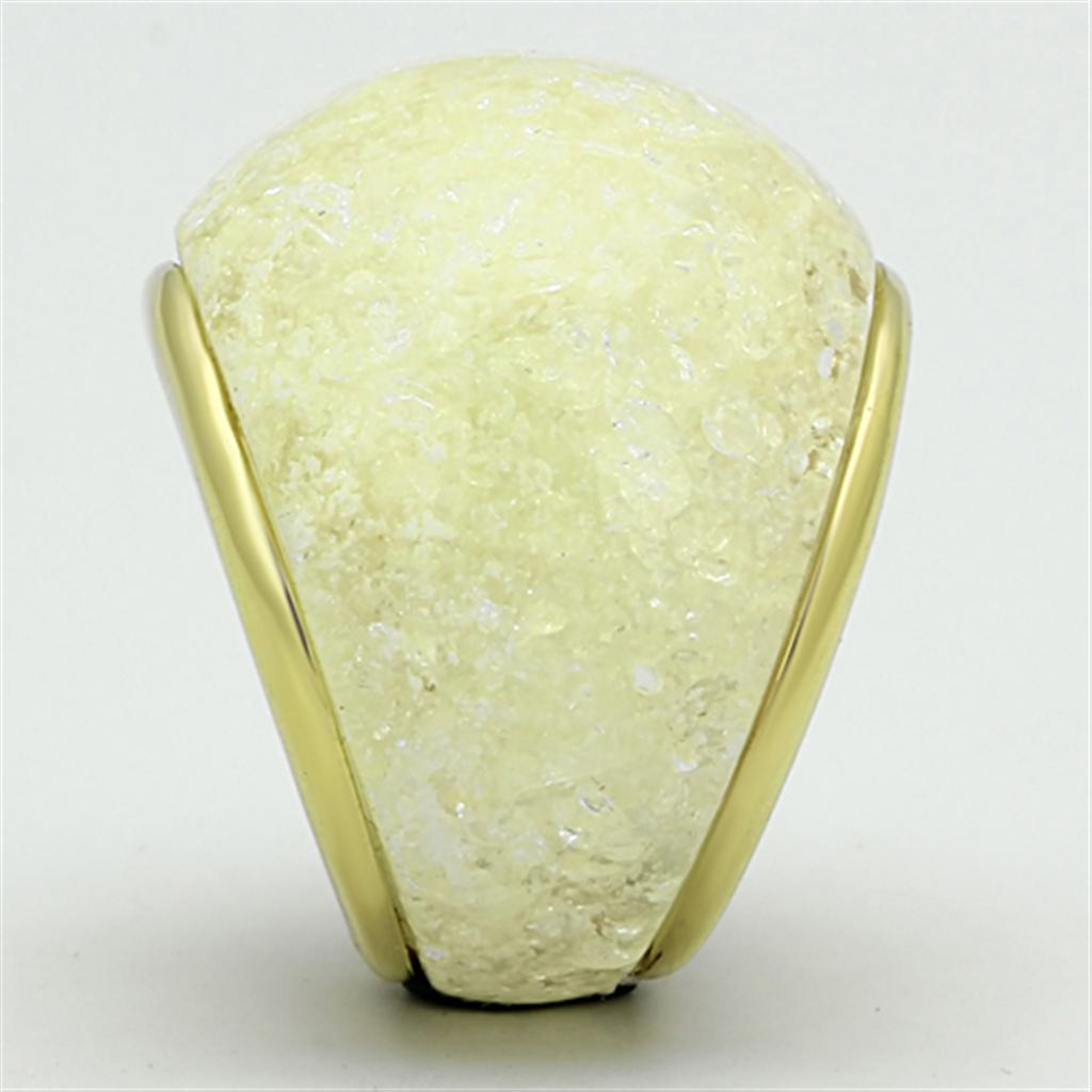 VL109 - IP Gold(Ion Plating) Stainless Steel Ring with Synthetic Synthetic Stone in Citrine Yellow LuxuryLifeWay Online Store